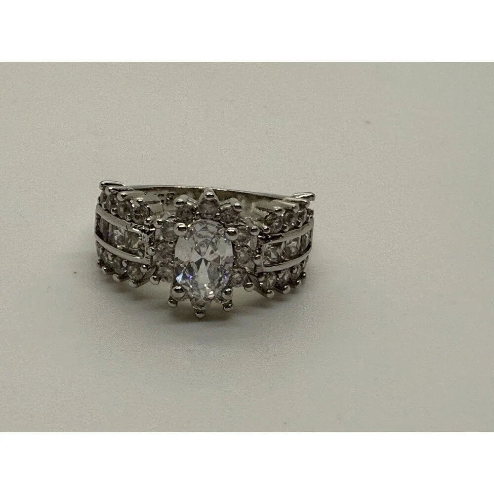 Vintage Style Engagement Ring Signed 14K WFG Oval CZ Diamond Tested 6 READ DESCP